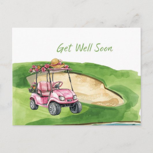 Golf Beterschap met Golfkar op het groen Briefkaart (Voorkant)