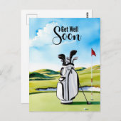 Golf beterschap met golftas op putting green  briefkaart (Voorkant / Achterkant)