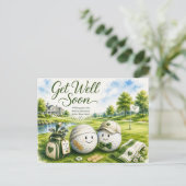 Golf beterschap stuur wensen voor golfer briefkaart (Staand voorkant)