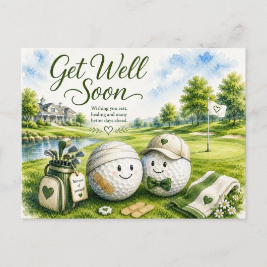 Golf beterschap stuur wensen voor golfer briefkaart (Voorkant)