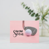 Golf Beterschap voor vrouwelijke golfer roze thema Briefkaart (Staand voorkant)