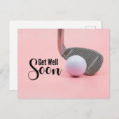 Golf Beterschap voor vrouwelijke golfer roze thema Briefkaart (Voorkant / Achterkant)