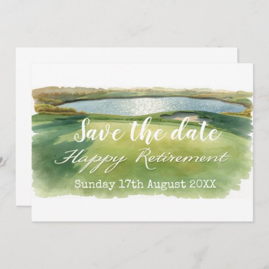 Golf Bewaar de datum Golf pensioen feest op groen Save The Date (Voorkant / Achterkant)