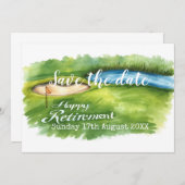 Golf Bewaar de datum Golf pensioen feest op groen Save The Date (Voorkant / Achterkant)