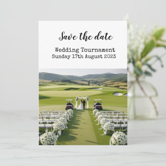 Golf Bewaar de datum Golf Wedding Kaart (Staand voorkant)