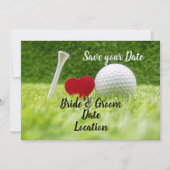 Golf bewaar de datum golfbal met liefde kaart (Voorkant)