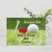 Golf bewaar de datum  golfbal met liefde kaart (Staand voorkant)