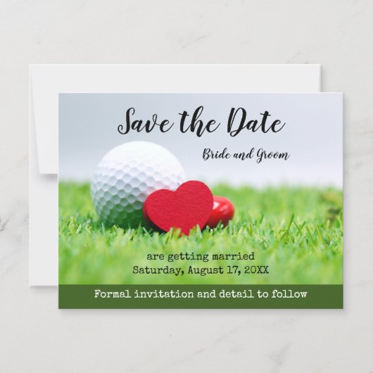 Golf Bewaar de datum met golf en hart Magnetisch I Magnetische Uitnodiging (Voorkant)
