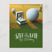Golf Bewaar de datum met golfbal en ring Briefkaart (Voorkant)