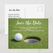Golf bewaar de datum met golfbal en zandwig briefkaart (Voorkant / Achterkant)