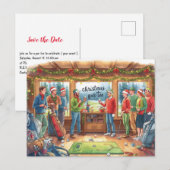 Golf bewaar de datum met golfbal en zandwig briefkaart (Voorkant / Achterkant)