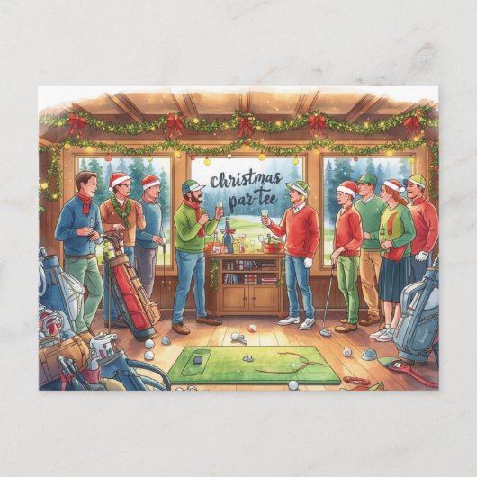 Golf bewaar de datum met golfbal en zandwig briefkaart (Voorkant)