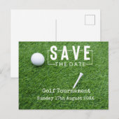 Golf Bewaar de datum met golfbal op groen Aankondigingskaart (Voorkant / Achterkant)