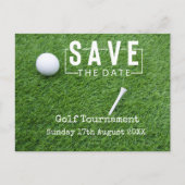Golf Bewaar de datum met golfbal op groen Aankondigingskaart (Voorkant)