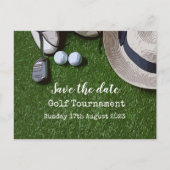 Golf Bewaar de datum met golfbal op groen Aankondigingskaart (Voorkant)