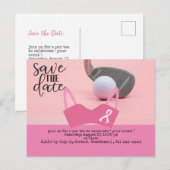 Golf bewaar de datum van het Bewustmakingsroze van Briefkaart (Voorkant / Achterkant)