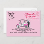 Golf bewaar de datum van het Bewustmakingsroze van Briefkaart (Voorkant / Achterkant)