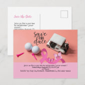 Golf bewaar de datum van het Bewustmakingsroze van Briefkaart (Voorkant / Achterkant)