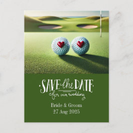 Golf bewaar de datum voor bruidsbruidegom briefkaart