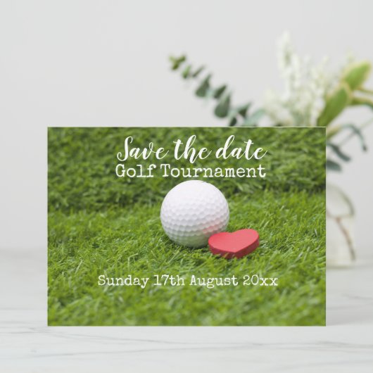 Golf bewaar de datum voor golf toernooi huwelijksf save the date (Staand voorkant)