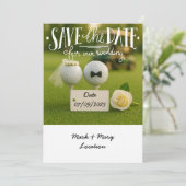 Golf bewaar de datum voor onze bruiloft met golfba kaart (Staand voorkant)