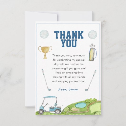 Golf Birthday Bedankkaart (Voorkant)