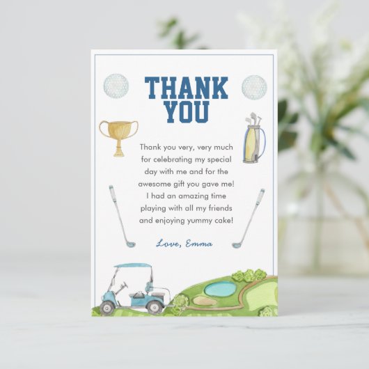Golf Birthday Bedankkaart (Staand voorkant)