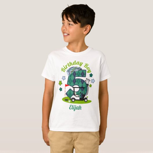 Golf Birthday Boy Shirt vijfde Shirt Golf Party (Voorkant volledig)