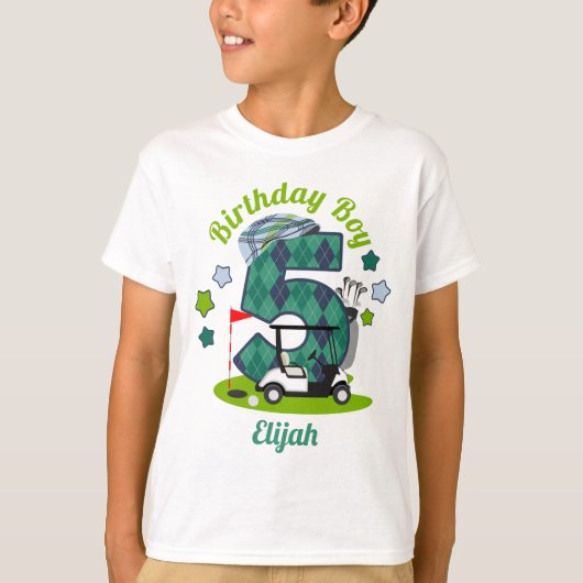 Golf Birthday Boy Shirt vijfde Shirt Golf Party (Voorkant)