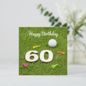 Golf Birthday Card 60th Birthday golf en t-shirt (Staand voorkant)