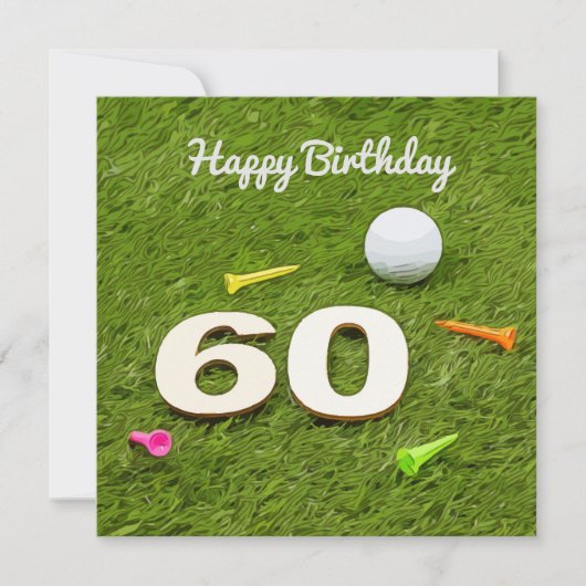 Golf Birthday Card 60th Birthday golf en t-shirt (Voorkant)
