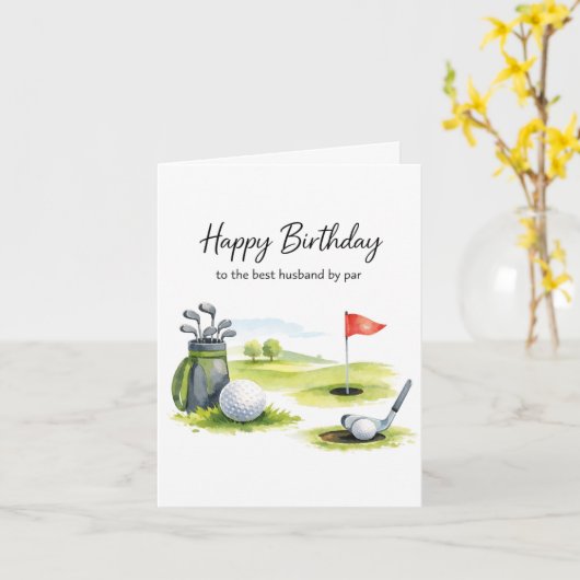Golf Birthday Card for Husband Kaart (Gele Bloem)