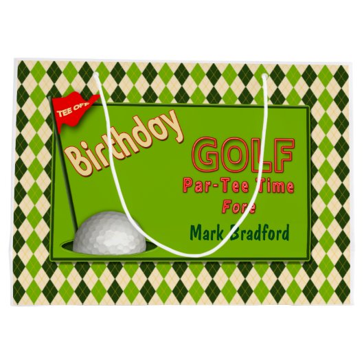 GOLF BIRTHDAY GIFT BAG LARGE CADEAUTASJE (Achterkant)