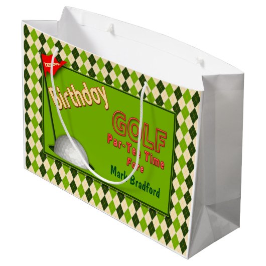 GOLF BIRTHDAY GIFT BAG LARGE CADEAUTASJE (Achterkant Gekanteld)
