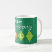 Golf Birthday Green Diamond Shapes Koffiemok (Voorkant rechts)