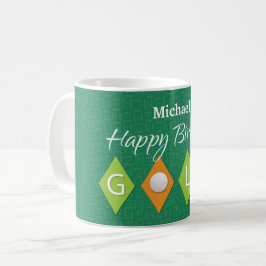 Golf Birthday Green Diamond Shapes Koffiemok