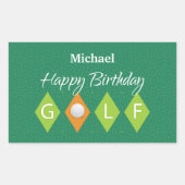 Golf Birthday Green Diamond Shapes Rechthoekige Sticker (Voorkant)