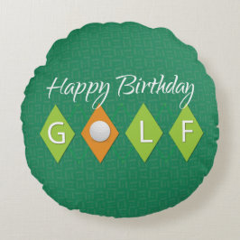 Golf Birthday Green Diamond Shapes Rond Kussen