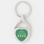 Golf Birthday Green Diamond Shapes Sleutelhanger (Voorkant)