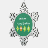 Golf Birthday Green Diamond Shapes Tin Sneeuwvlok Ornament (Rechts)