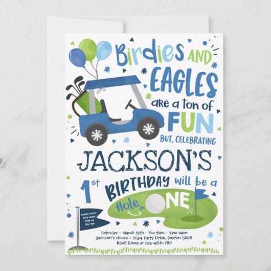 Golf Birthday Hole in één Golf 1ste verjaardag Kaart (Voorkant)