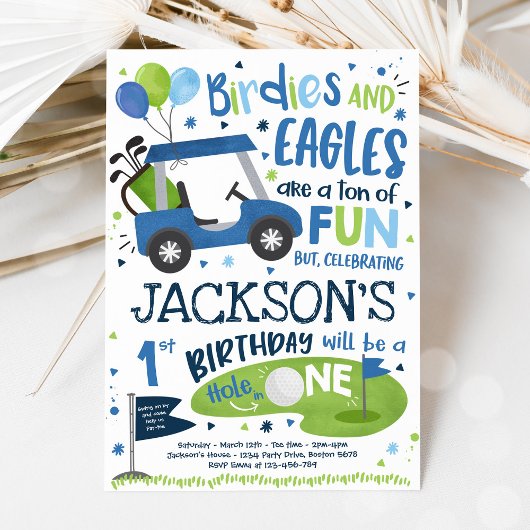 Golf Birthday Hole in één Golf 1ste verjaardag Kaart