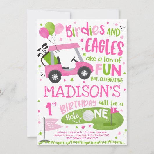 Golf Birthday Hole in één Golf 1ste verjaardag Kaart (Voorkant)