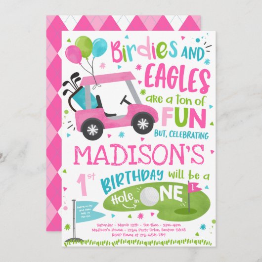 Golf Birthday Hole in één Golf 1ste verjaardag Kaart (Voorkant / Achterkant)