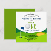 Golf Birthday Hole in één t-shirt uitnodiging (Voorkant / Achterkant)
