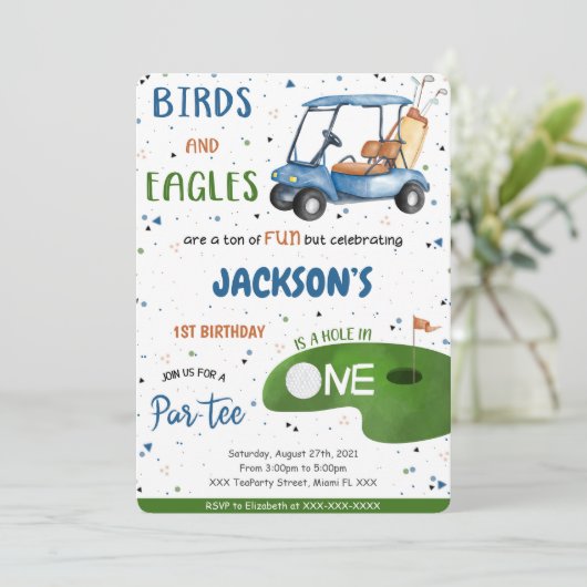 Golf Birthday Invitation Kaart (Staand voorkant)