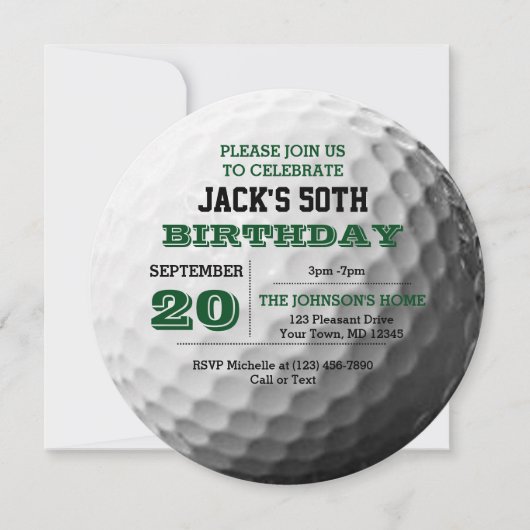 Golf Birthday Invitation Kaart (Voorkant)