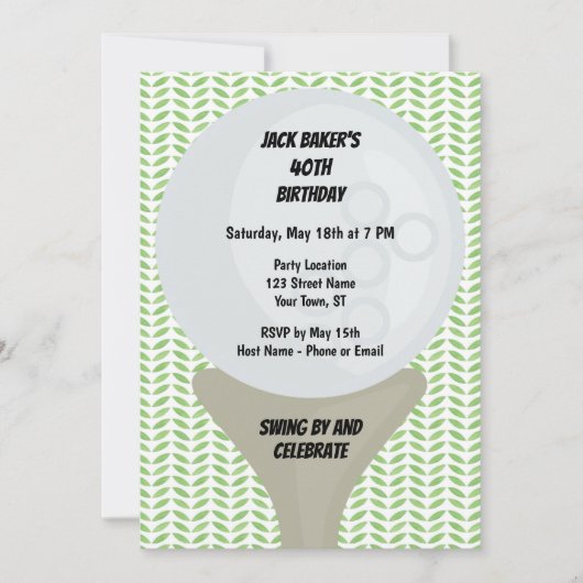 Golf Birthday Invitation Kaart (Voorkant)