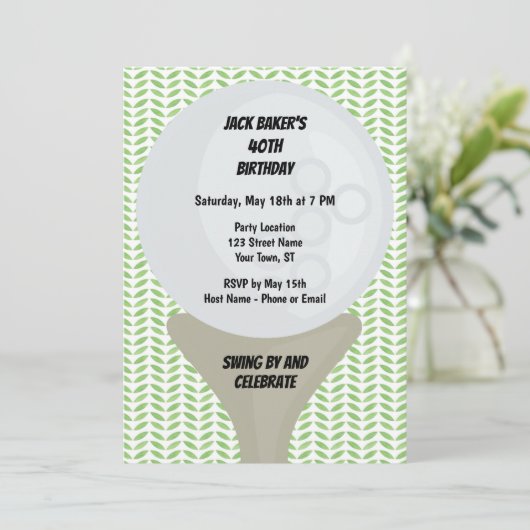 Golf Birthday Invitation Kaart (Staand voorkant)