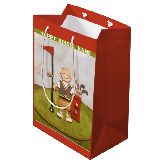 Golf Birthday Medium Cadeauzakje (Achterkant Gekanteld)